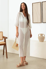 Lightweight Button Down Collar Sheer Duster Dress