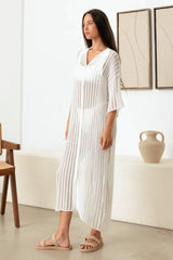 Lightweight Button Down Collar Sheer Duster Dress