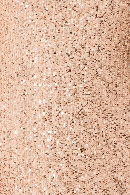 Sequin Sleeveless Round Neck Back Slit Maxi Dress