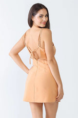 Orange V-Neck Sleeveless Strappy Mini Dress