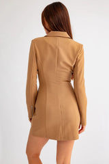 Long Sleeve Front Zipper Blazer Style Mini Dress