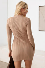 Long Sleeve Ribbed Mock Neck Sweater Mini Dress