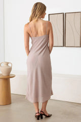 Polka Dot Lace Trim Spaghetti Strap Bias Midi Dress